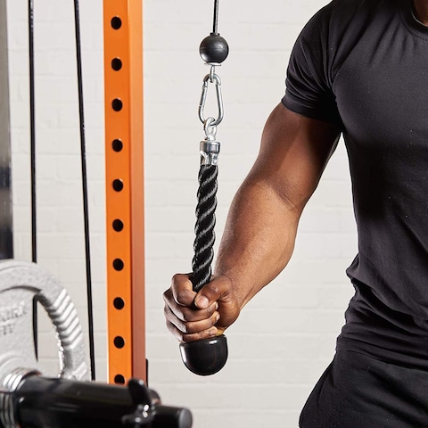 Max Strength Barbel Machine Cable Attachment Pro Grip Revolving Non Slip Handle Bar Pro Grip Revolving Pull Down Lat Bar-Silver, For Bicep Tricep