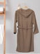 Soft Comfort Hooded Cotton Bathrobe With 2 Pockets, Brown Free Size