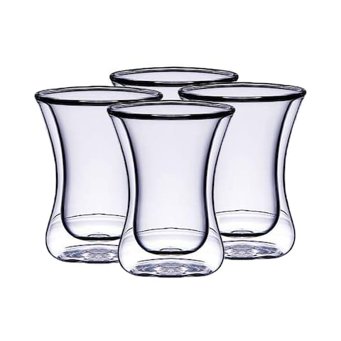 Blackstone Double Wall Glass Cawa Cups Set Clear 100ml 4 PCS