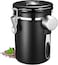 Doreen Coffee Canister  Airtight Stainless Steel Kitchen Food Storage Container with Date Tracker and Scoop for Beans, Grounds, Tea, Flour, Cereal, Sugar, 22OZ, Black(GC3004A)