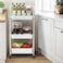 3 Tier Foldable Rolling Utility Cart, with Roller Wheels and Handles, for Kitchen Bathroom Office Laundry,White