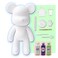 DIY CREATE YOUR OWN UNIQUE ACRYLIC FLUID POURING PAINT BEAR (9 inch - 23 cm) COMPLETE SET, colors: White, Dark-Purple, Mint-Green, Customize Handmade Creative Birthday Gift