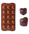 Inditradition Silicone Chocolate Candy Mould, Heart Shape   15 Cavity Mold, Re-Usable (Brown)