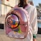 Bird carrier backpack, Transparent and breathable Bird bag with Removable mat, Safety leash, and Standing Perch for Parrots and large-sized birds, Portable bird hiking gear (Pink)