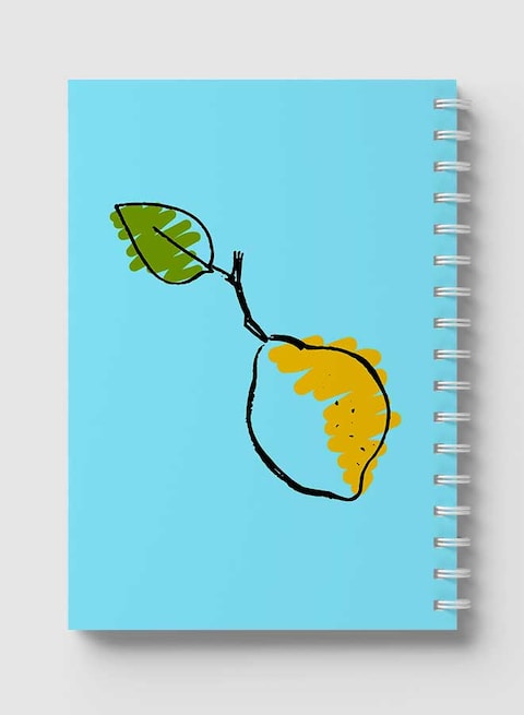 Lowha Spiral Notebook With 60 Sheets And Hard Paper Covers With Lemon Hand Drawn Design, For Jotting Notes And Reminders, For Work, University, School