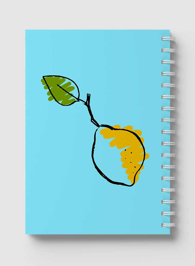 Lowha Spiral Notebook With 60 Sheets And Hard Paper Covers With Lemon Hand Drawn Design, For Jotting Notes And Reminders, For Work, University, School