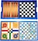 Party Time 6in1 Board Games Ludo Snakes and Ladders Checkers Backgammon Chess and Line-Up4 Game Set Box, Folding Board Gift for Kids and Adults