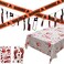 Homkit 5Pcs Halloween Bloody Handprint Set Include Knife Hanging Banner, Bloody Table Cloth, Bloody Handprints And Footprints Window Stickers And Skull Warning Belt