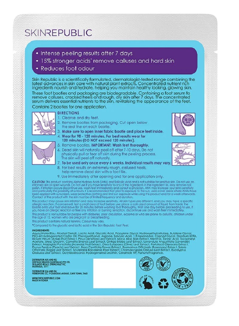 Skin Republic Pedi Peel Max Intensive Exfoliating Treatment Foot Mask Pack Of 10