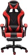 Doft Adjustable Pu Leather Gaming Chair - Pc Computer Chair For Gaming, Office Or Students, Ergonomic Back Lumbar Support With Footrest (C-Black And Red)