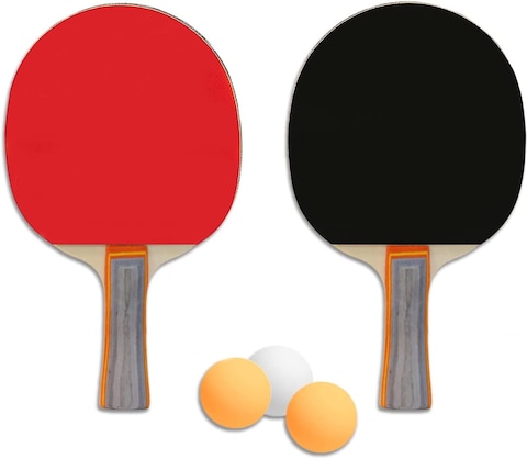 Sky Land Professional Table Tennis Racquet Set Including 2 Ping Pong Rackets And 3 Balls, Black, Tt Set Em-9350