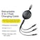Baseus Multi Charging Cable 3.5A (1.1m) 3 in 1 Retractable Multi USB Cable Fast Charger Cord Adapter with iP/Type C/Micro USB Port for Cell Phones/iPhone/Samsung Galaxy/Ps/Tablets and More Black