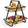 2-Tier Countertop Fruit Basket Storage, Vegetable Rack Bread Display Stand for Kitchen, Black