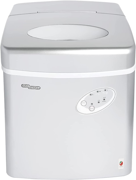 Super General Ice Maker, 20kg, Silver, SGIM022HSN (Portable Ice-Machine With Ice Basket And Shovel, 3 Different Sizes, Indicator Light)