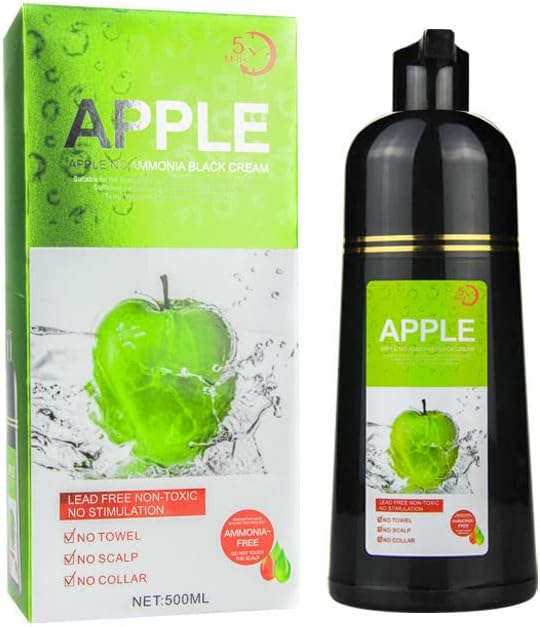 Apple Herbal Extract Ammonia-Free Hair Color Cream No Side Effect Shampoo 500ml (Black)