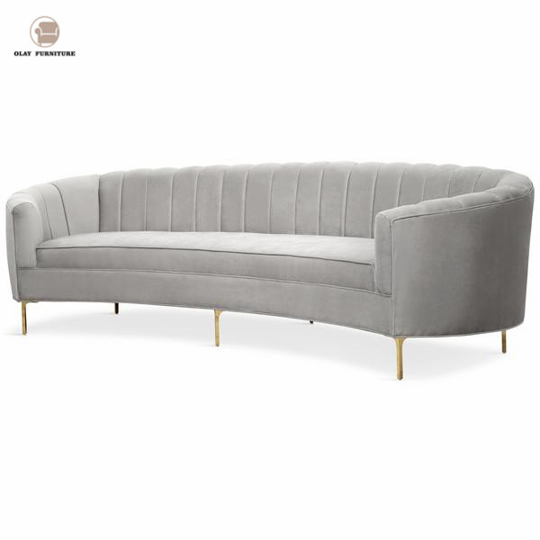 Modern high quality velvet with stainless steel steel legs living room sofa wedding and event sofa