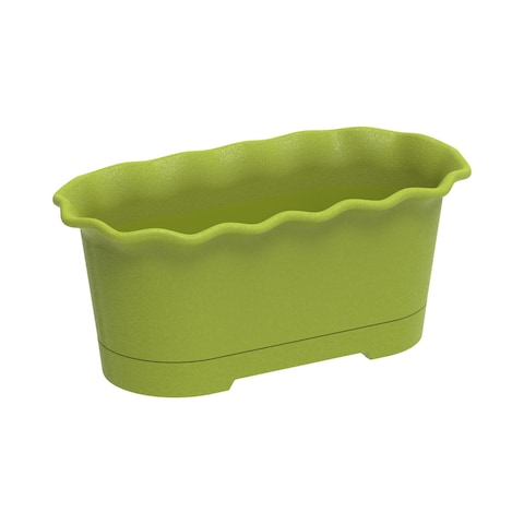 Cosmoplast Oval Planter With Tray Olive Green 15L