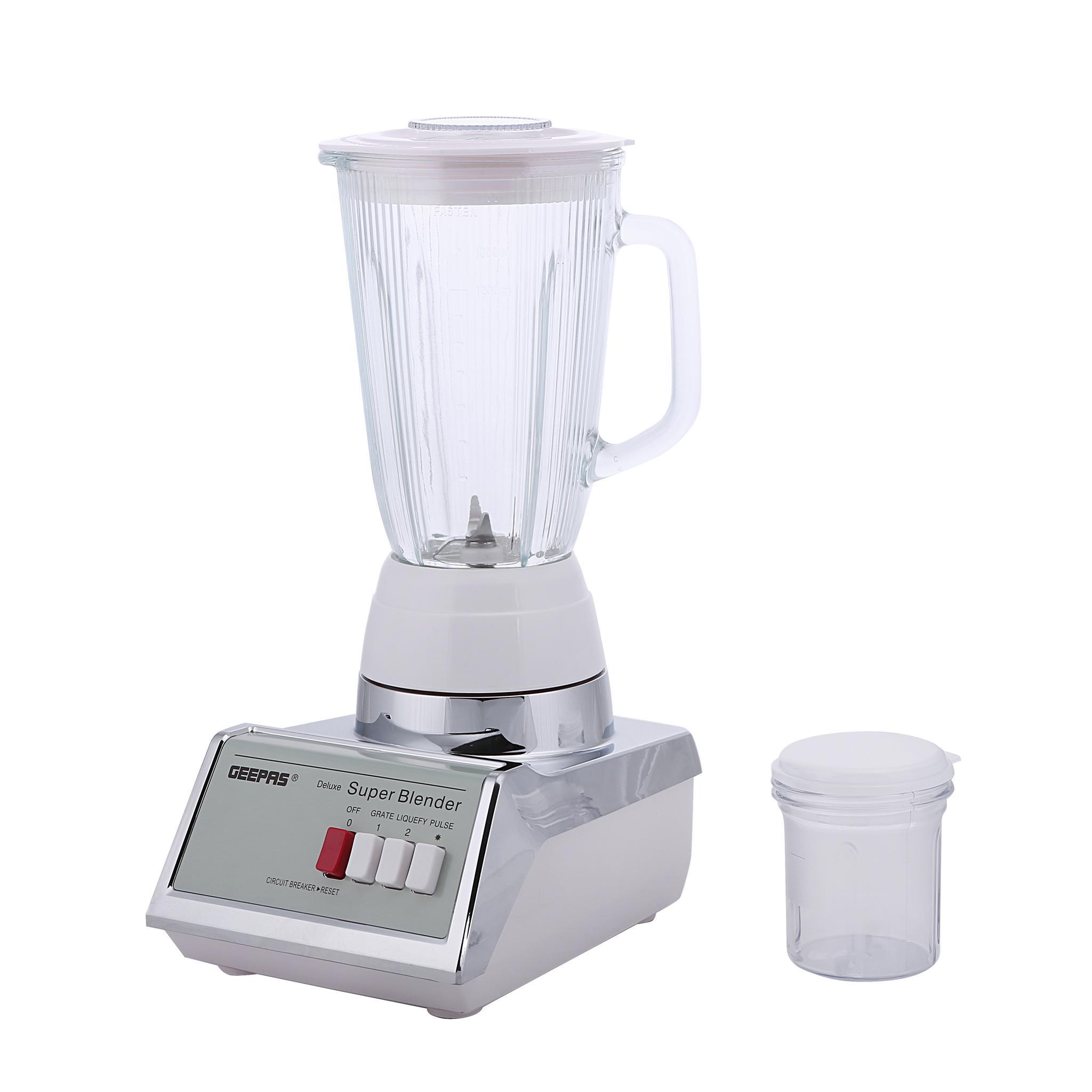 Geepas Gsb1603 450W Stainless Steel Blender - 2 Speed Control, Overheat Protection, 1.4L Plastic Jar, Sharp Blades &amp; Mill &amp; Chopping Blender, Anti-Slip Feet Design