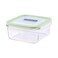 Glasslock Square Food Container Clear/Green 1.2L