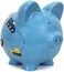 Child To Cherish Ceramic Piggy Bank For Boys, Construction Trucks, Blue