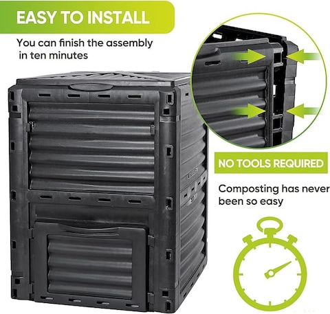 Egardenkart Compost Bin 300 Litre Garden Composter Bin Composting Waste Box Recycling Eco Storage.