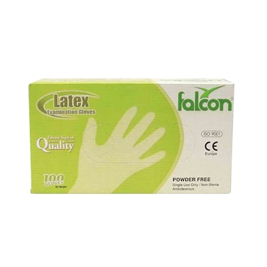 Falcon Powder Free Latex Gloves 100 Count