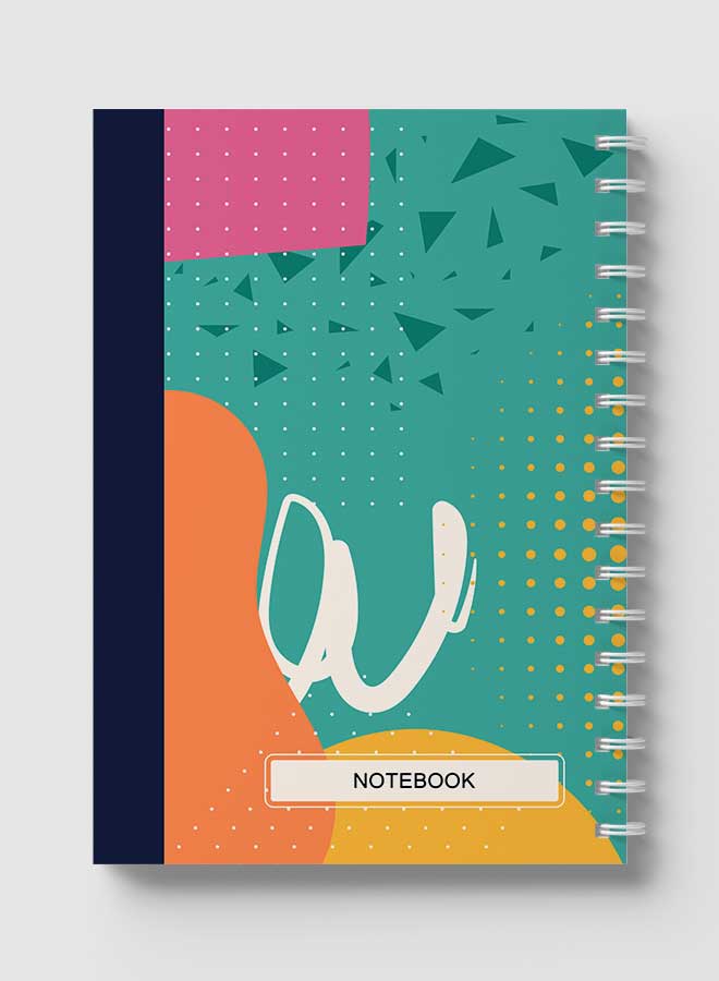 Lowha Spiral Notebook With 60 Sheets And Hard Paper Covers With Abstract Geometric Design, For Jotting Notes And Reminders, For Work, University, School