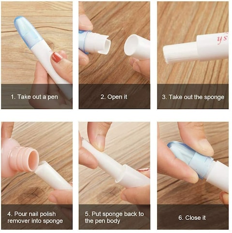 5-Piece Nail Polish Remover Pen Set With Cotton Head Multicolour