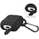 Generic Protective Airpods Case Soft Silicone Charging Cover Pouch Case Sleeve With Keychain [Designed For Apple Airpods 1 / Airpods 2 ] - Black