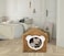 Cat Bed, Pet Bed, plush and soft, cozy cats, Kitten bed, Foam cushioned, portable, Warmth Design, stylish, Good looking, Indoor, Easy to Clean, Brown &amp; White color, 43 cm height
