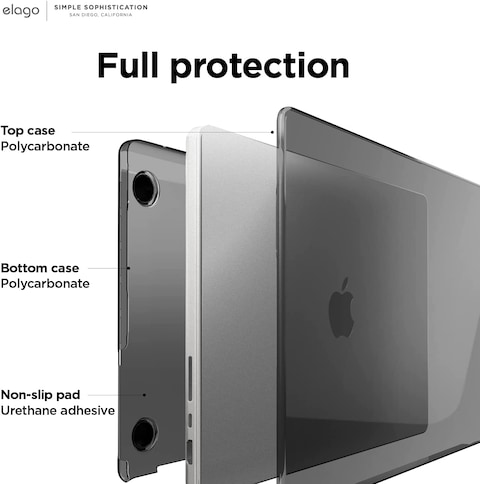 Elago Slim Hard Case Compatible With Macbook Pro 14 Inch M2 Pro / M2 Max (2023) / M1 Pro / M1 Max (2021) Cover Ultra Slim, Full Protection, Access To All Features - Dark Gray