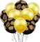 Party Time 10-Pieces Gold Black Tropical Leaves and Gold Latex Party Balloons, Tropical Leaves Hawaii Themed Party Balloons for Hawaii Luau Party Birthday Wedding Theme Party Decorations