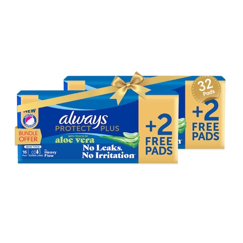 Always Protect Plus Pads with Touch of Aloe Vera - Extra Long - Maxi Thick - 32 Pads