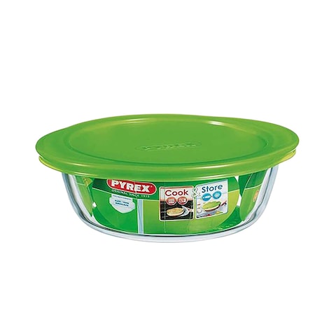 Pyrex Round Food Container With Lid - 2.3 Liters- Green