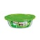 بايركس علبة ثلاجة دائرية زجاج بغطاء - 2.3 لتر - أخضر