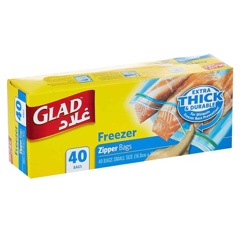 Buy GLAD FREEZER ZIPPER BAGS SMALL 16.8CM X18CM  X40 in Kuwait