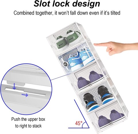 20 Pack Plastic Stackable Shoe Box Foldable Display Box Container