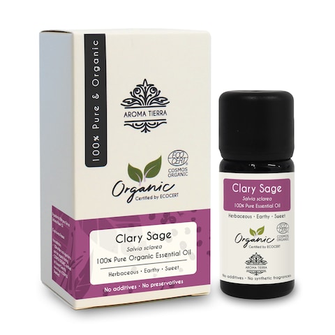 Aroma Tierra - Organic Clary Sage Essential Oil (France) - Aroma Tierra - 100% Pure, Natural, Certified Organic By Ecocert - 10Ml