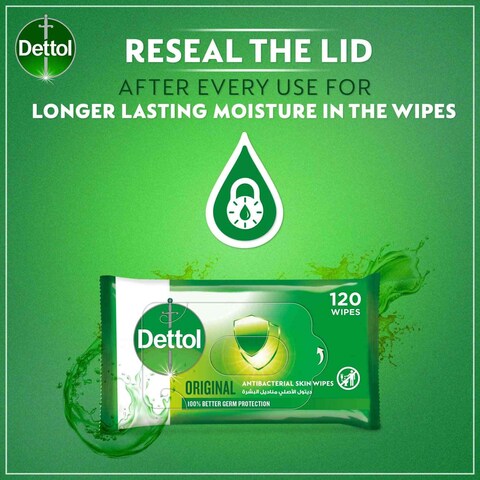 Dettol 2in1 Antibacterial Skin &amp; Surface Wipes, 120s Super Saver Pack