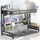 MZH Qryy Dish Drying Rack Over The Sink, Leaderpro Premium 304 Stainless Steel Dish Drainer Shelf, Kitchen Supplies, Countertop Space Saver Display Stand Tableware Organizer Utensils Holder, Black