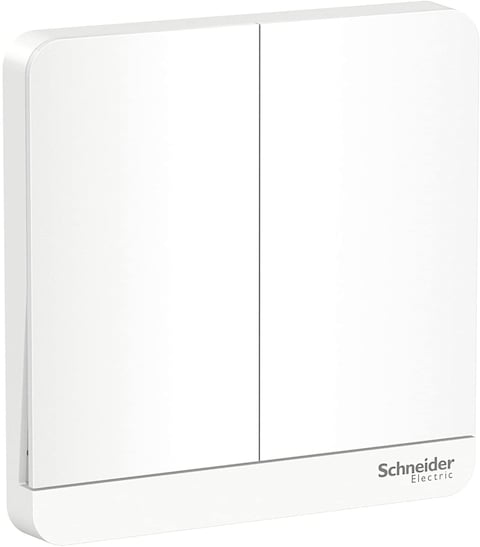 Schneider Avataron Two Gang One Way Switch 16Amps 250V White, E8332L1_We