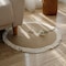 Hand Woven Jute Tassel Round Living Room Carpet With Anti Slip Bottom (Size 80CM)