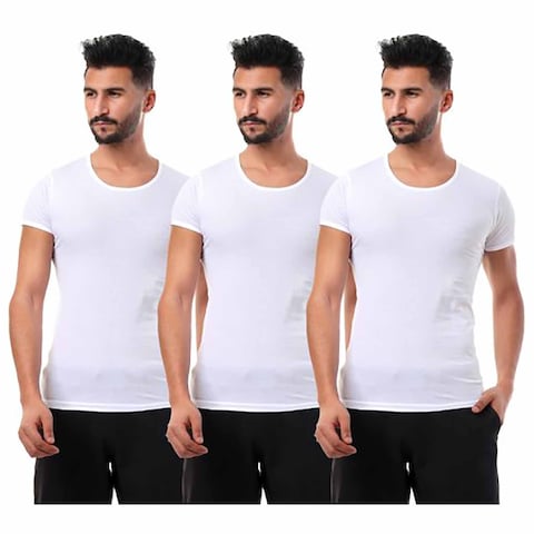تيشيرت داخلي الامبراطور نص كم - 3 قطع - مقاس 4 - أبيض