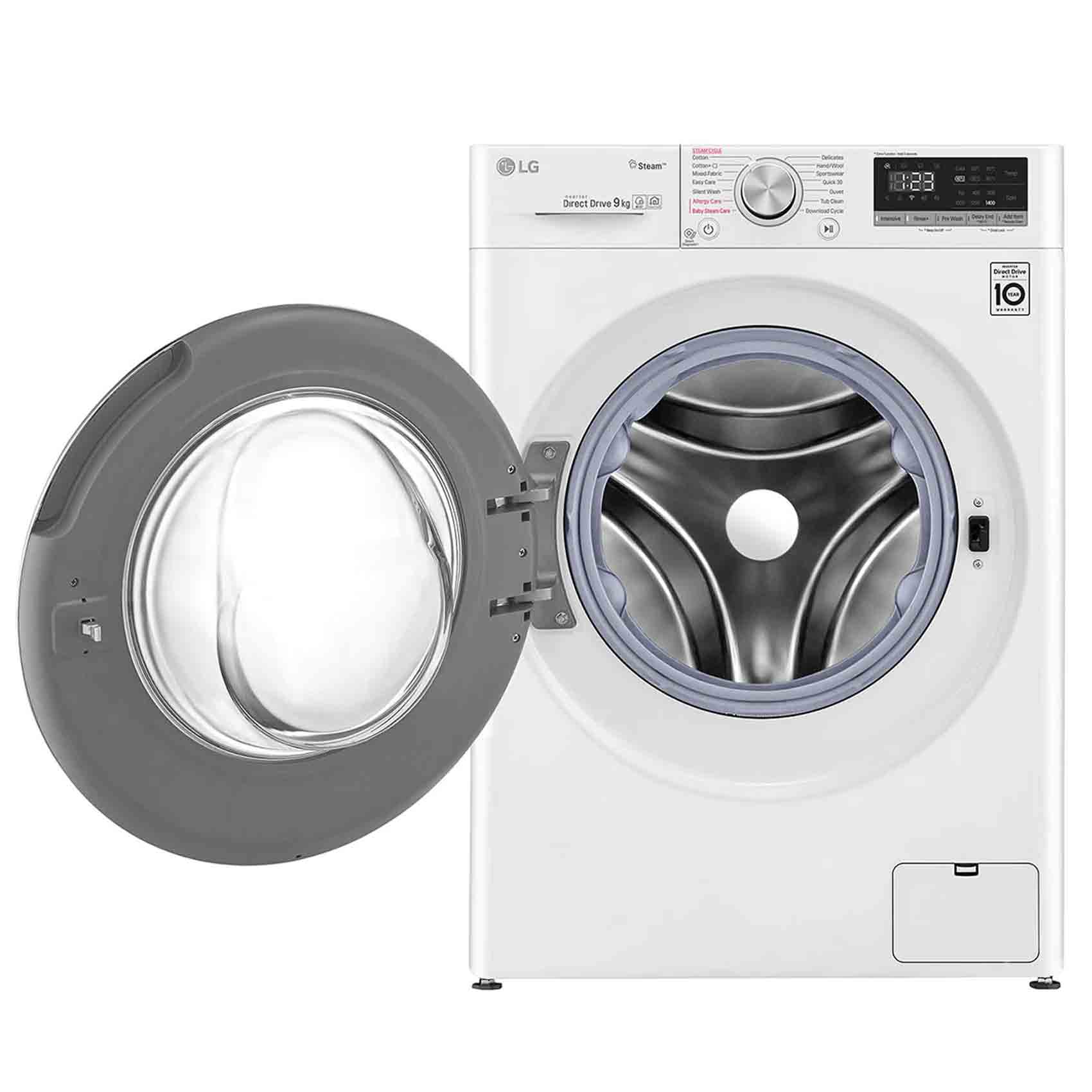 LG Washer Machine Front Load F4V5VYP0W 9 Kg 1400 Rpm White