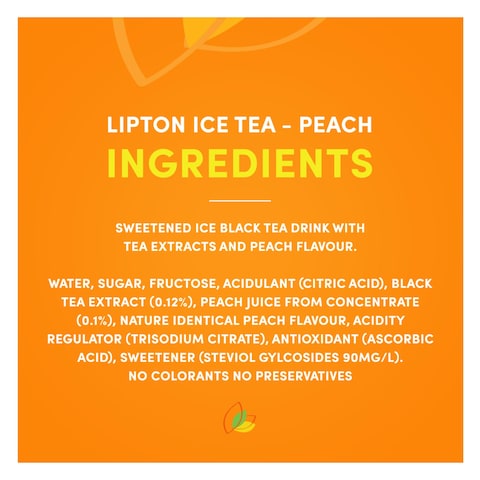 Lipton Peach Ice Tea Non Carbonated Low Calories Refreshing Drink 320ml Pack of 6