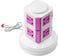 Generic 2 Layers Extension Outlet With 2 USB Ports, Universal Vertical Multi Socket, 2.8M Cord and UK-Plug Multi Charging Station (Pink)