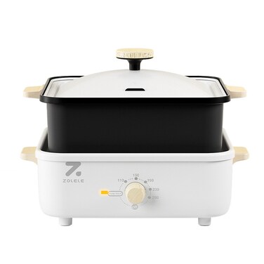 ZOLELE Split Cooking Pot 3L MP301 3 in 1 Multi-function Electric Cooking Pot With Non Stick 800W Electric Cooking Machine &amp; Knob Control Panel - White