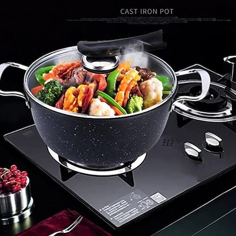 Cookware Set 3 Pieces | Non-stick Pots And Pans Cooking Sets | Handle Frying Pan Wok Pot Soup Pot | Maifan Stone Pot Set Three Pieces | Kitchen Cookware Set (Black)