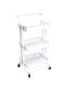 Roman Gifts 3 Tier Utility Rolling Storage Cart With Handles And Lockable Wheels Pearl While 43x36x86.5cm