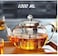 Lushh Borosilicate Heat-resistant Glass Tea Pot 1000 ML with Stainless Steel Removable Infuser + Double Walled Thermo Espresso Glasses 6Pcs 80 ML set for Loose Leaf Tea